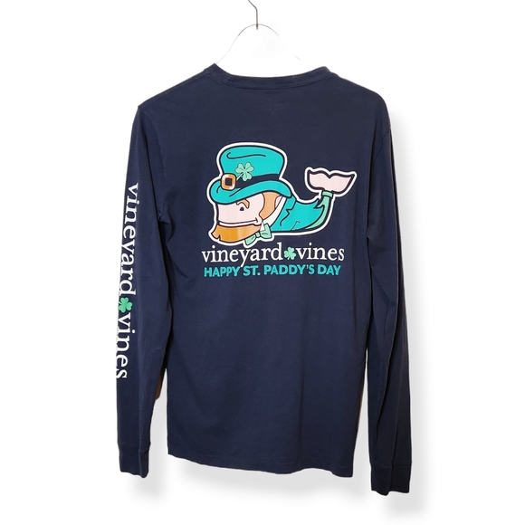 Vineyard Vines Happy St. Paddy's Day Long Sleeve Blue T-Shirt Men's Size XS - Picture 2 of 7
